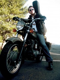 motorcycle-shot-2 Asheville, NC Rhythmic Alt-Pop musician Michael McFarland on his Condor A350 Motorcycle